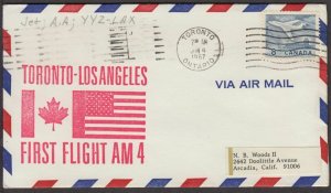 1967 Canada American Airlines first flight FAM 56W5 Toronto - Los Angeles