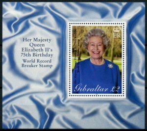 Gibraltar 2001 MNH Royalty Stamps Queen Elizabeth II World Record Breaker 1v M/S