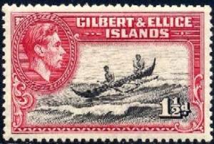 Canoe Crossing Reef, Gilbert & Ellice Islands SC#42 Mint