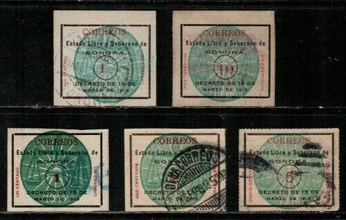 Mexico Scott 336,339,341,342,344 Used (Catalog Value $30.00) [TD463]