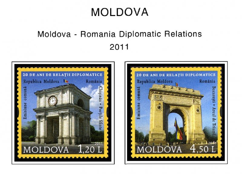 COLOR PRINTED MOLDOVA 2011-2020 STAMP ALBUM PAGES (52 illustrated pages)