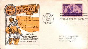 FDC 1940 SC #898 Glen Osborn Cachet - Albuquerque, NM - Single - F75180