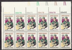 1978 Jimmie Rodgers Plate Block of 12 13c Postage Stamps, Sc# 1755, MNH, OG