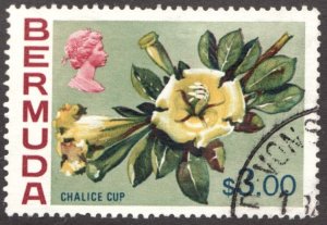 1970 Bermuda Sc #328 - $3.00 Chalice Cup (flower) - Used stamp Cv$15