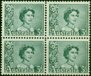 Australia 1959 3d Blue-Green SG311b Coil Block of 4 V.F MNH