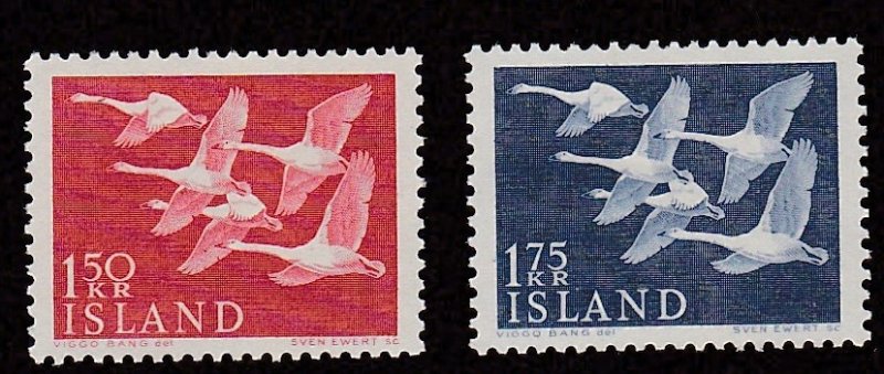 Iceland # 298-299, Whooper Swans, Mint Hinged, 1/3 Cat.