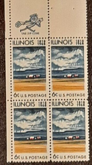 US Scott # 1339; 6c Illinois from 1968; mnh, og, F/VF; zip block of 4;