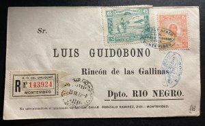 1925 Montevideo Uruguay Commercial cover To Rincon De Las Gallinas