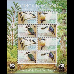 NORFOLK IS. 2004 - Scott# 835a Sheet-WWF Kingfishers NH