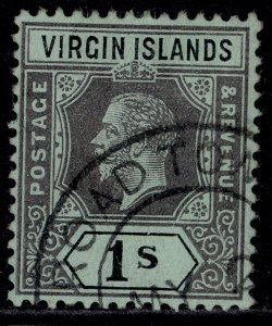 BRITISH VIRGIN ISLANDS GV SG75, 1s black/blue-green, FINE USED. Cat £12.