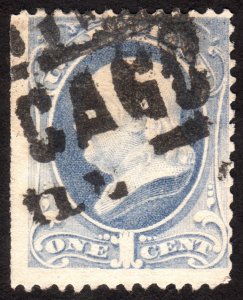 1881, US 1c, Franklin, Used, Chicago cancel, Sc 206