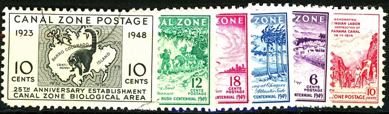 CANAL ZONE #141-146 USED/MINT MIXED CONDITION