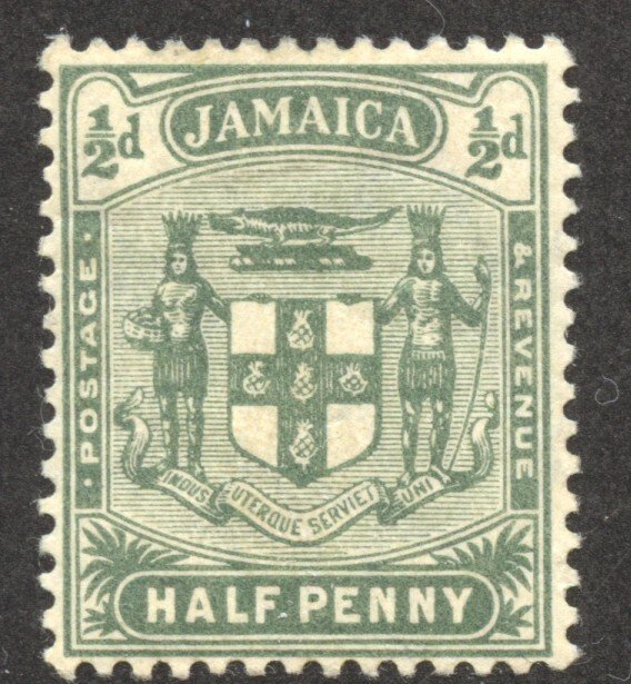 Jamaica Scott 58 Unused VLHOG - 1906 1/2p Arms of Jamaica - SCV $4.00