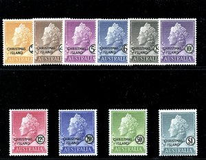 Australia - Christmas Island 1958 QEII Definitives set MNH. SG 1-10. Sc 1-10.