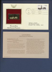 1987 - Best Friend of Charleston Train Locomotive   - 22Kt Gold Golden FDC Cover