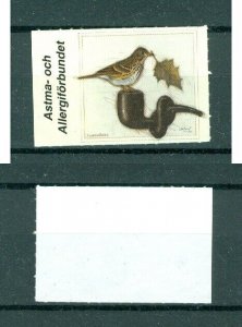 Sweden. 1980is  Poster Stamp. MNG.  Asthma, Allergy  National Assoc. Bird, Pibe.