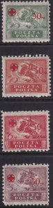 1921 Poland Red Cross semi postal set with cert MH Sc# B11 / B14 CV $71.00