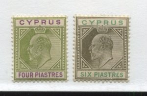 Cyprus KEVII 1903 4 and 6 piastres mint o.g. hinged