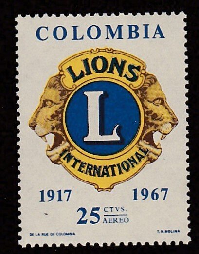Colombia # C492, Lions International 50th Anniversary, Mint NH