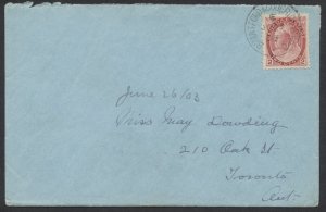 1903 RPO Postmark Brantford & Goderich RyPO/. On 2c Numeral Cover to Toronto