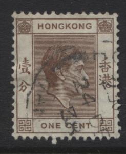 Hong Kong - Scott 154 - KGVI Definitive Issue- 1938 - FU - Single 1c Stamp