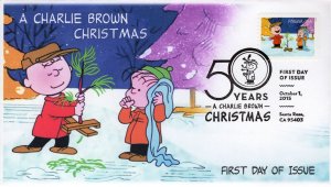 AO-5028-2, 2015, Charlie Brown Christmas, First Day Cover, Add-on Cachet, Pictor