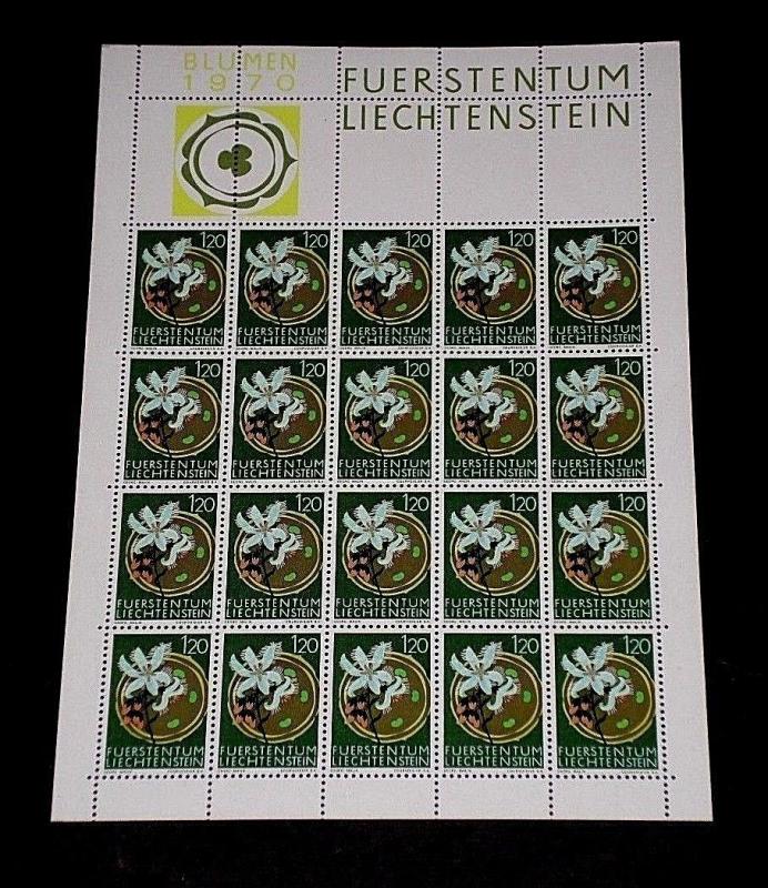 1970, LIECHTENSTEIN, FLOWERS,120, SHEET/20 , MNH, NICE! LQQK!