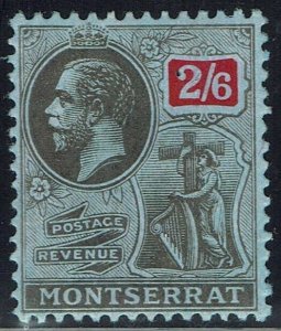 MONTSERRAT 1916 KGV BADGE 2/6 WMK MULTI CROWN CA