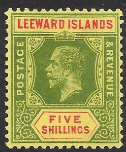 LEEWARD ISLANDS SG57 1914 5/= GREEN & RED ON YELLOW MTD MINT