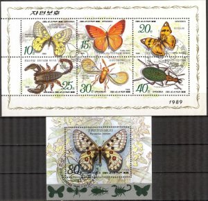 Korea 1989 Butterflies Mi.3010/ 15 Bl. 245 Sheet + S/S Used CTO