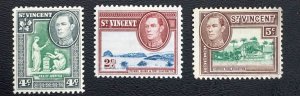 ST VINCENT  Sc# 157, 159, 160 King George Issue  Set of 3  1949 MH