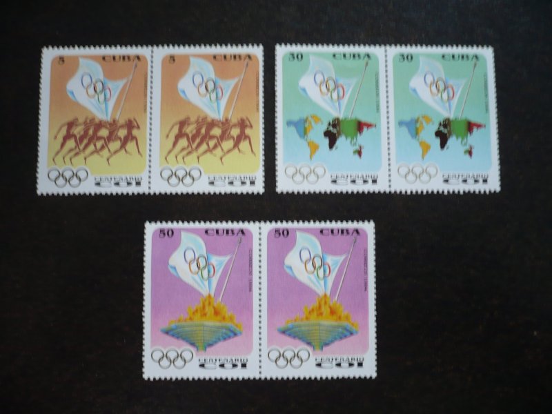 Stamps - Cuba - Scott# 3577-3579 - MNH Set of 3 stamps in Pairs