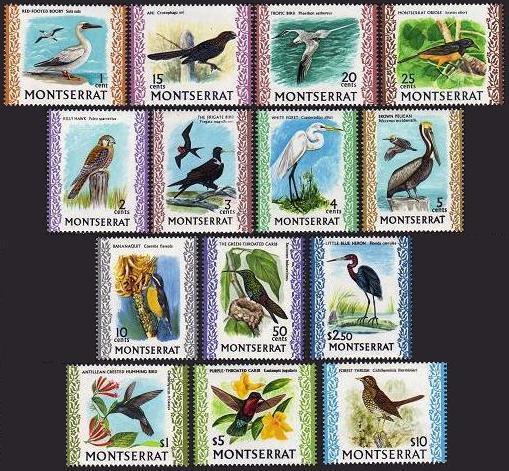 Montserrat 231-243A,MNH.Birds 1970-1974:Booby,Killy hawk,Frigate-bird,Egret,Ani,