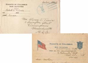 United States Ships Soldier's Free Mail 1918 U.S. Navy U.S.S. Canandaigua blu...