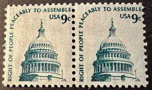US # 1591 Right To Peaceable Assemble  pair 9c 1975 Mint NH
