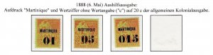 MARTINIQUE 1888 MINT H SC #5, 6, 8 RIGHTS OF MAN SURCHARGES CAT $96