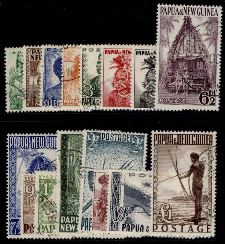 AUSTRALIA - Papua New Guinea QEII SG1-15, 1952-58 set, VERY FINE USED. Cat £30.