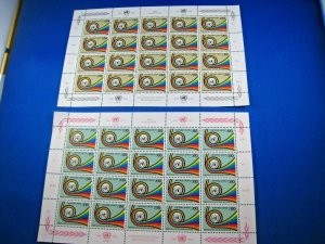 UN - SCOTT #278-279 NY, #61-62 G  - 1976 25th ANNIV. - 4 FULL PANES OF 20 MNH