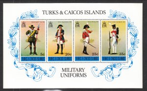 Turks and Caicos 302a Military Uniforms Souvenir Sheet MNH VF