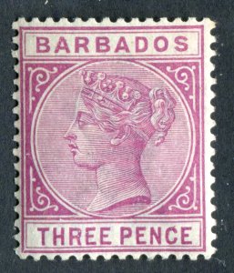 Barbados 1882 QV. 3d reddish purple. Mint. LH. SG96.
