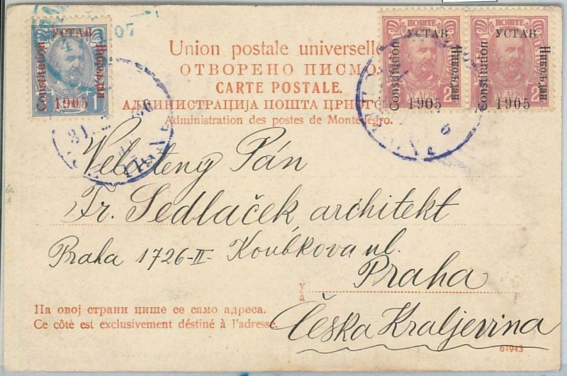 66009 - MONTENEGRO - POSTAL HISTORY - POSTCARD to PRAGUE 1906-