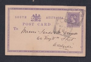 SOUTH AUSTRALIA 1890 1D PS CARD BLYTH SQUARED CIRCLE TO ADELAIDE