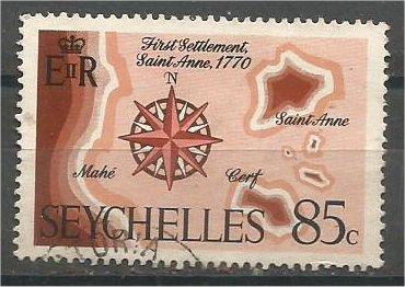 SEYCHELLES, 1970, used 85c, Map of Seychelles, Scott 274