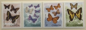 Canada 1213a butterflies strip of 4 MNH SCV $2.40