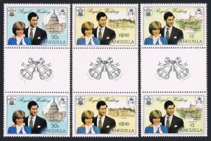 Anguilla 444-446 gutter,447.MNH.Mi 442-443. Wedding 1981.Prince Charles,Diana.