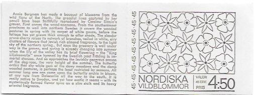 Sweden #786a Complete Booklet. Flowers