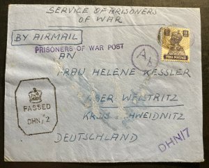 1943 Dehra Dun India POW Prisoner Of War Camp Censored Cover to Germany