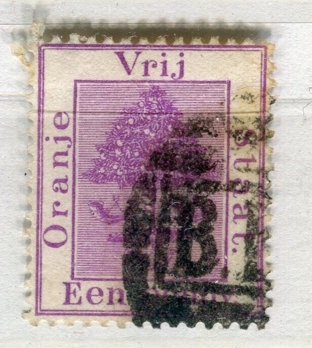 ORANGE FREE STATE; 1880s early classic QV issue used 1d. value fair Postmark
