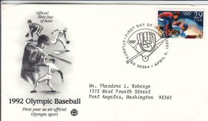 1992, Olympic Baseball, PCS, FDC (D15367)