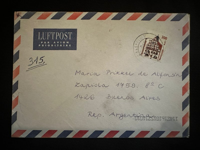 CM) 1981. GERMANY. AIR MAIL ENVELOPE SENT ARGENTINA. OLD ARCHITECTURE STAMP. XF